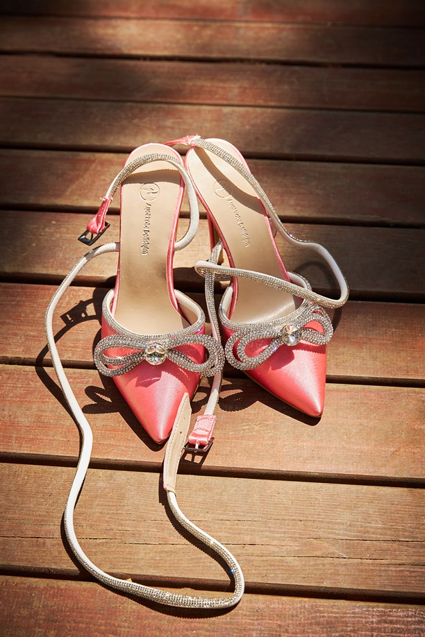 Garyis Pudra Rengi Fiyonk Taşlı Stiletto Ayakkabı