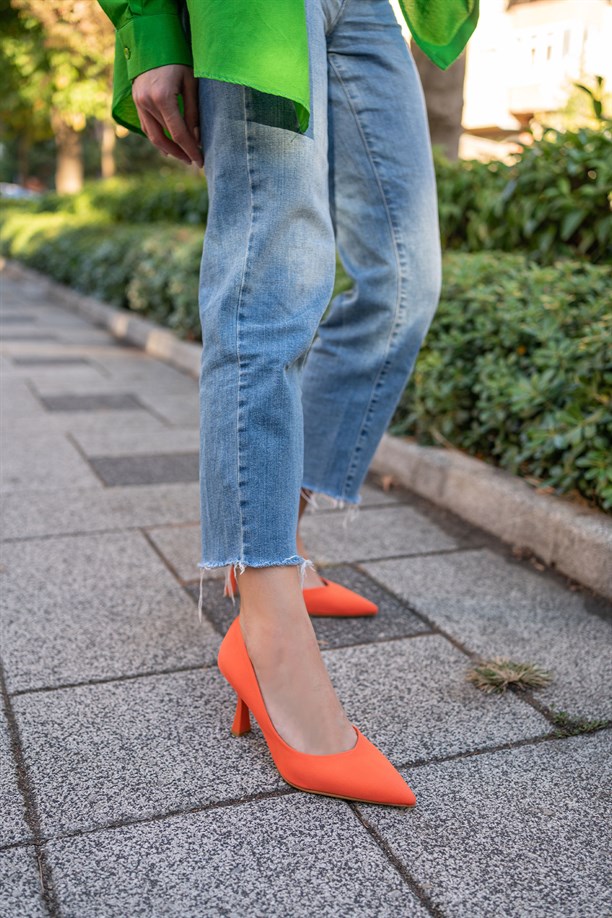 Lindos Turuncu Kadın Stiletto Ayakkabı